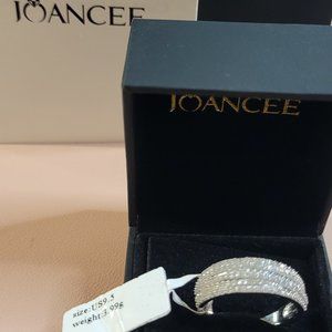 Sterling Silver and White Topaz multi row ring